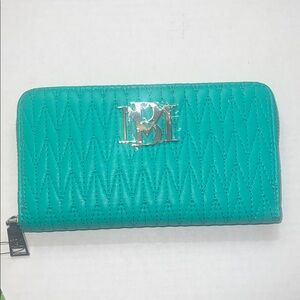 Badgley Mischka turquoise, quilted wallet NWT